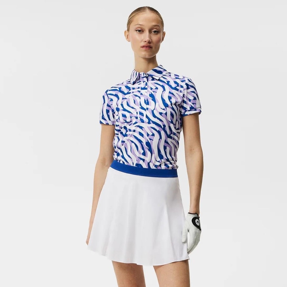 J. Lindeberg Hailey TX Jersey print polo purple painted zebra size Large